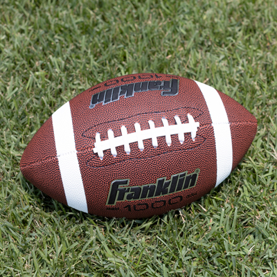 FRANKLIN<sup>&reg;</sup>1000 Football-Perfect for backyard fun or tailgating at the game, this football is made of Grip Rite tacky touch, deep pebble simulated leather and double tuck laces for superior control. This precision stitched football measures 11&quot; x 6&quot; and is ideal for all conditions of play.
